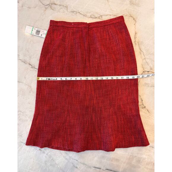 NWT Kasper Suit Size 8 Red Tweed 3-Piece Suit Skirt Christmas Holiday Party - Picture 6 of 14